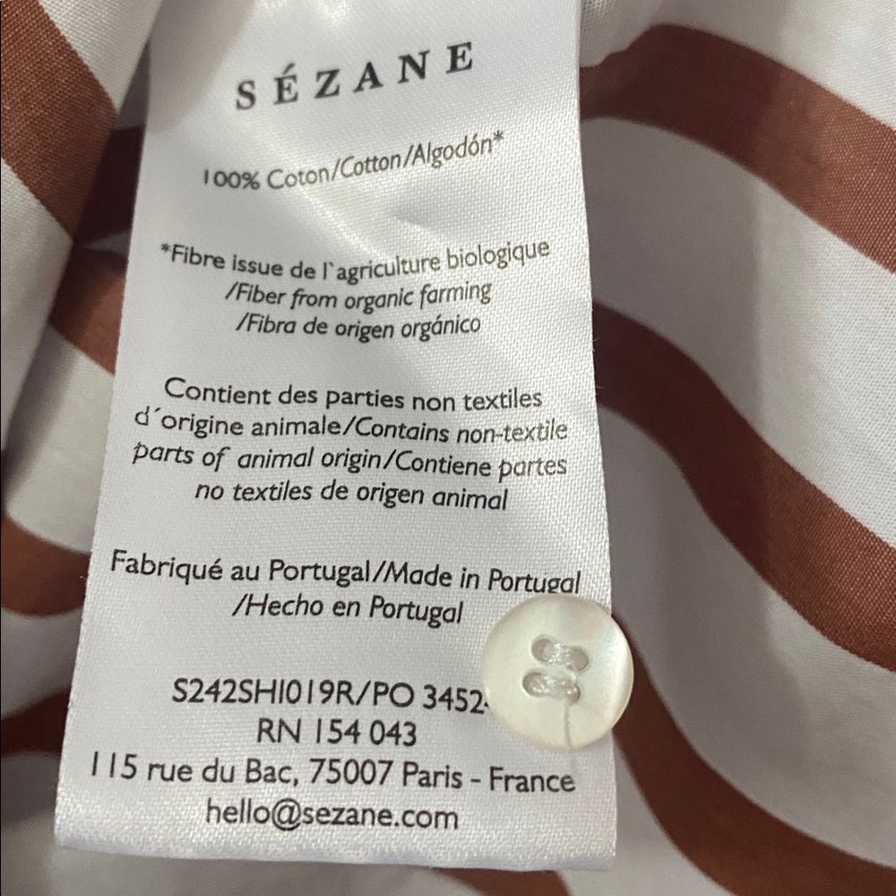 Bilma Shirt by Sézane in the "Camel Stripes" Colorway Size 32 About Medium - Picture 13 of 16